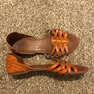 Brown leather flats sandals